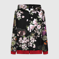 Толстовка на молнии женская Краски весны, цвет: 3D-красный