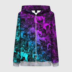 Толстовка на молнии женская AHEGAO NEON GIRL НЕОНОВЫЙ АХЕГАО, цвет: 3D-меланж