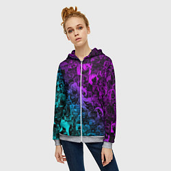 Толстовка на молнии женская AHEGAO NEON GIRL НЕОНОВЫЙ АХЕГАО, цвет: 3D-меланж — фото 2