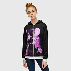 Толстовка на молнии женская Шинобу Кочо силуэт Клинок рассекающего демона, цвет: 3D-белый — фото 2