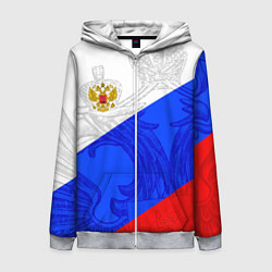 Толстовка на молнии женская Российский герб: триколор, цвет: 3D-меланж