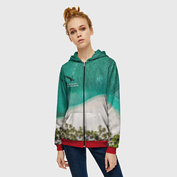 Толстовка на молнии женская He shark will be happy if the whole world is under, цвет: 3D-красный — фото 2