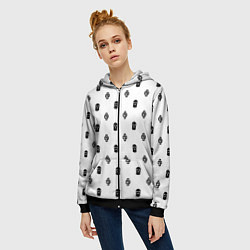 Толстовка на молнии женская Узор Mono White Dope Camo Dope Street Market, цвет: 3D-черный — фото 2