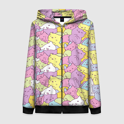 Женская толстовка на молнии Cute pattern of seals / 3D-Черный – фото 1