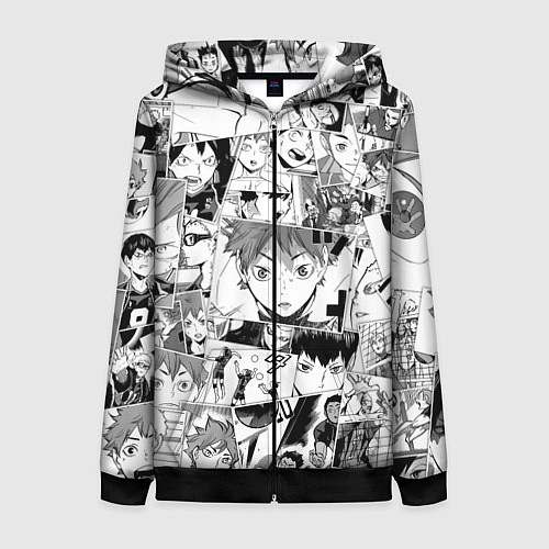 Женская толстовка на молнии Волейбол!! pattern / 3D-Черный – фото 1