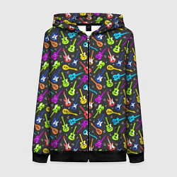 Женская толстовка на молнии Разноцветные Гитары