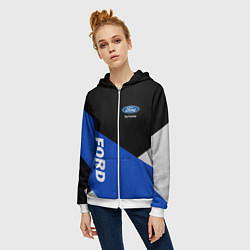 Толстовка на молнии женская FORD ФОРД ЧЕРНЫЙ СИНИЙ БЕЛЫЙ, цвет: 3D-белый — фото 2