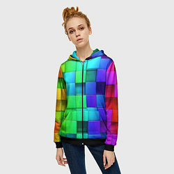 Толстовка на молнии женская Color geometrics pattern Vanguard, цвет: 3D-черный — фото 2