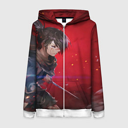 Толстовка на молнии женская Красивый Хяккимару, цвет: 3D-белый