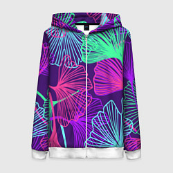 Толстовка на молнии женская Neon color pattern Fashion 2023, цвет: 3D-белый