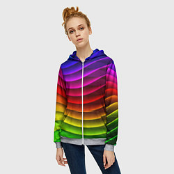 Толстовка на молнии женская Color line neon pattern Abstraction Summer 2023, цвет: 3D-меланж — фото 2