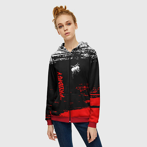 Женская толстовка на молнии The prodigy : дарование / 3D-Красный – фото 3