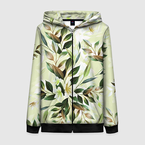 Женская толстовка на молнии Цветы Липовый Сад / 3D-Черный – фото 1