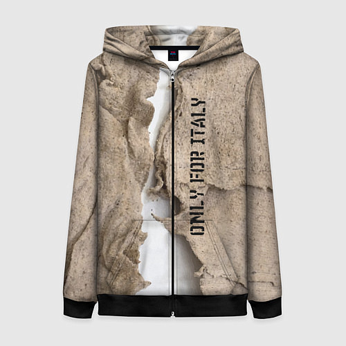 Женская толстовка на молнии Только для Италии Мешковина Рваньё Only for Italy / 3D-Черный – фото 1