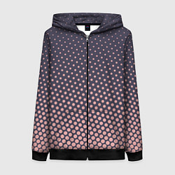 Толстовка на молнии женская Паттерн в горошек, цвет: 3D-черный