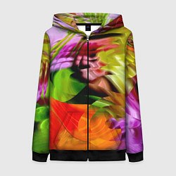 Толстовка на молнии женская Разноцветная абстрактная композиция Лето Multi-col, цвет: 3D-черный