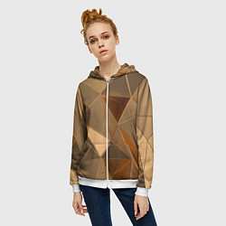 Толстовка на молнии женская Золотые 3D треугольники, цвет: 3D-белый — фото 2