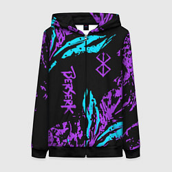 Толстовка на молнии женская Berserk bleck mask neon, цвет: 3D-черный