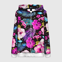 Толстовка на молнии женская Floral pattern Summer night Fashion trend, цвет: 3D-белый