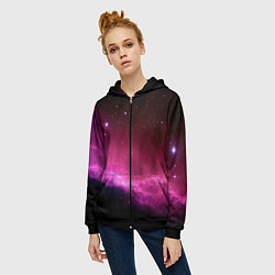 Толстовка на молнии женская Night Nebula, цвет: 3D-черный — фото 2