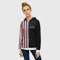 Толстовка на молнии женская BLACKPINK HALF BLACK-PINK MINI LOGO, цвет: 3D-белый — фото 2