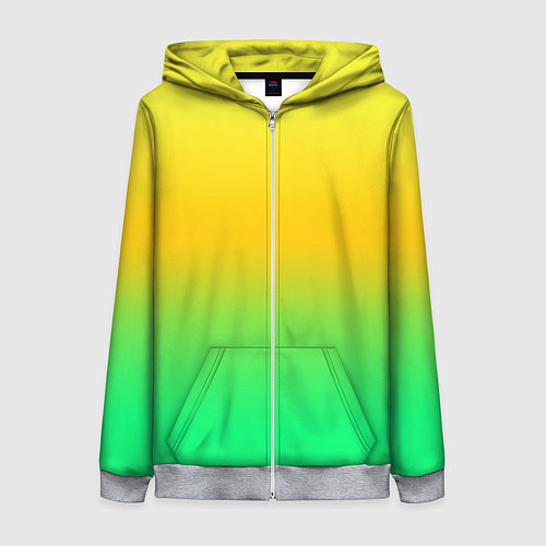 Женская толстовка на молнии Неоновый градиентный желто-зеленый фон / 3D-Меланж – фото 1