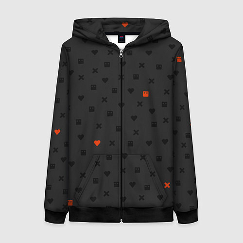 Женская толстовка на молнии Love Death and Robots black pattern / 3D-Черный – фото 1