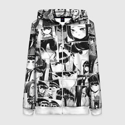 Толстовка на молнии женская Komi san pattern, цвет: 3D-белый