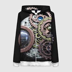 Толстовка на молнии женская Mechanism of gears in Steampunk style, цвет: 3D-белый