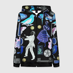 Толстовка на молнии женская Underground pattern Fashion 2077, цвет: 3D-черный