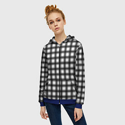 Толстовка на молнии женская Black and white trendy checkered pattern, цвет: 3D-синий — фото 2