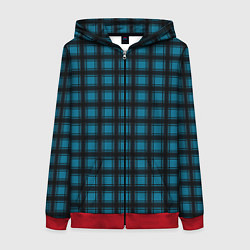 Женская толстовка на молнии Black and blue plaid