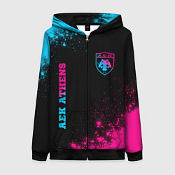 Толстовка на молнии женская AEK Athens - Neon Gradient, цвет: 3D-черный