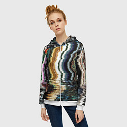 Толстовка на молнии женская Glitch pattern - fashion trend, цвет: 3D-белый — фото 2