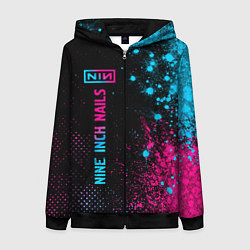 Толстовка на молнии женская Nine Inch Nails - neon gradient, цвет: 3D-черный