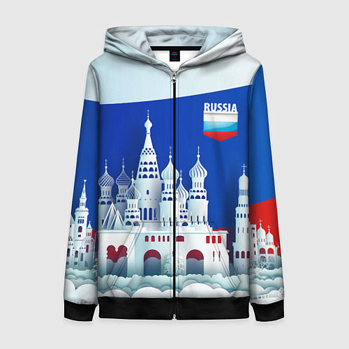 Женская толстовка на молнии Moscow: made in Russia / 3D-Черный – фото 1