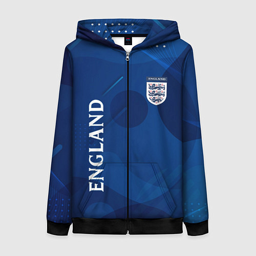 Женская толстовка на молнии Сборная Англии Синяя Абстракция / 3D-Черный – фото 1