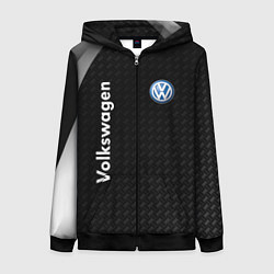 Толстовка на молнии женская Volkswagen карбон, цвет: 3D-черный