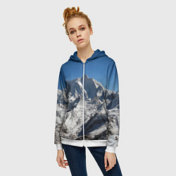 Толстовка на молнии женская Канченджанга, Гималаи, 8 586 м, цвет: 3D-белый — фото 2