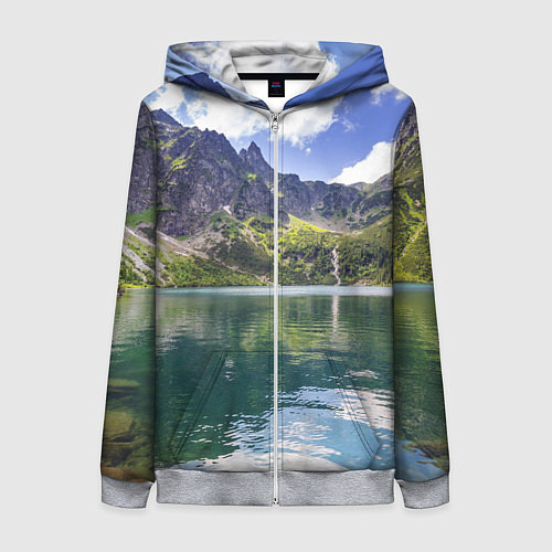 Женская толстовка на молнии Прозрачное горное озеро / 3D-Меланж – фото 1