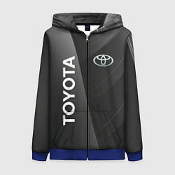 Толстовка на молнии женская Toyota - серая абстракция, цвет: 3D-синий