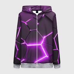 Женская толстовка на молнии Фиолетовые неоновые геометрические плиты