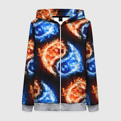 Женская толстовка на молнии Инь - янь, огонь - вода, паттерн