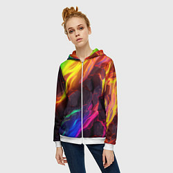 Толстовка на молнии женская Neon rainbow lava, цвет: 3D-белый — фото 2