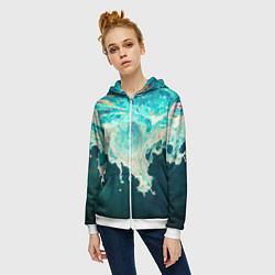 Толстовка на молнии женская Поток воды, цвет: 3D-белый — фото 2