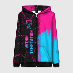 Толстовка на молнии женская Within Temptation - neon gradient: по-вертикали, цвет: 3D-черный