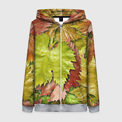 Женская толстовка на молнии Осенние листья клёна - паттерн
