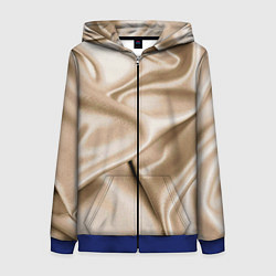 Толстовка на молнии женская Струящаяся золотистая ткань, цвет: 3D-синий