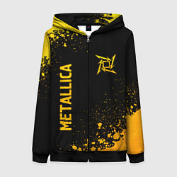 Толстовка на молнии женская Metallica - gold gradient: надпись, символ, цвет: 3D-черный