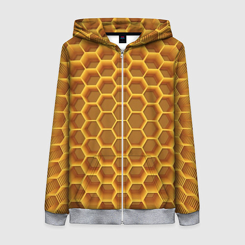 Женская толстовка на молнии Volumetric honeycombs / 3D-Меланж – фото 1